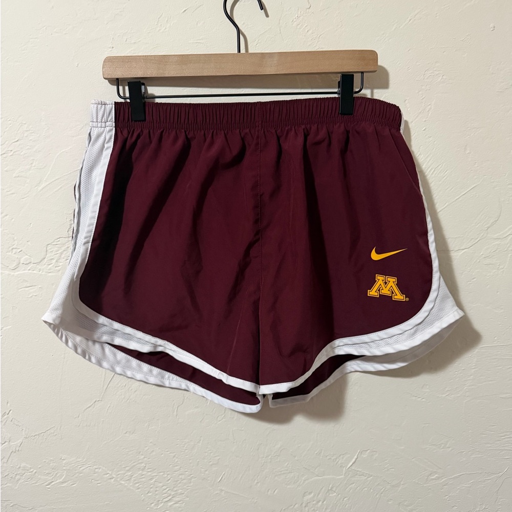 Nike Minnesota Maroon Athletic Shorts with White Trim and Gold Logos